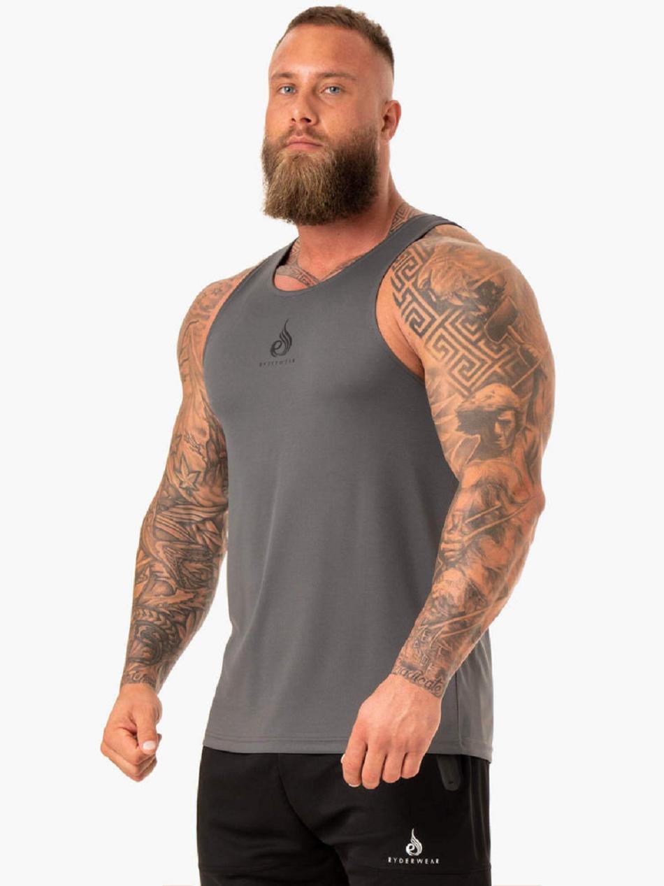 Grey Men's Ryderwear Heighten Mesh Regular Tanks | 143IV86770