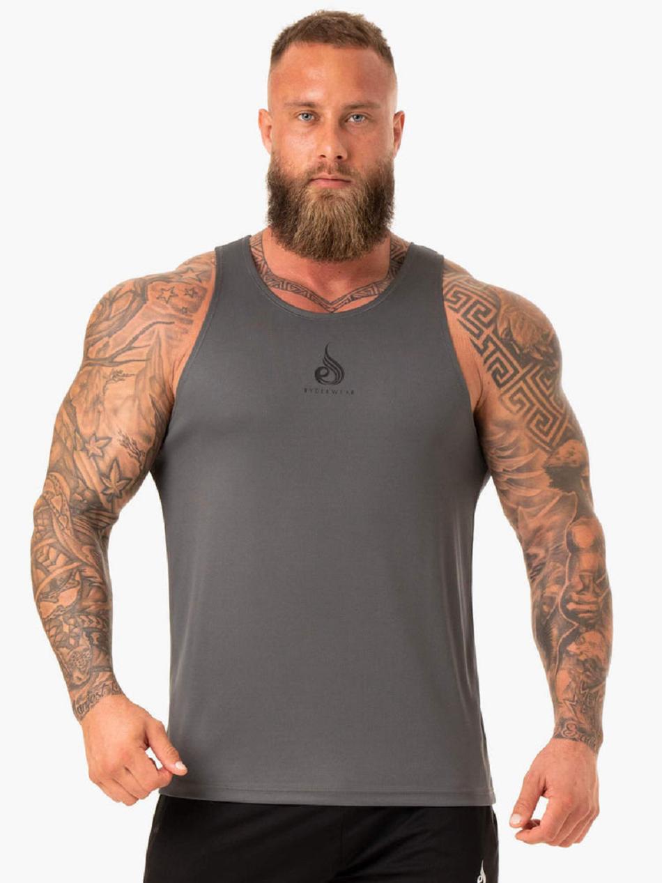 Grey Men\'s Ryderwear Heighten Mesh Regular Tanks | 143IV86770