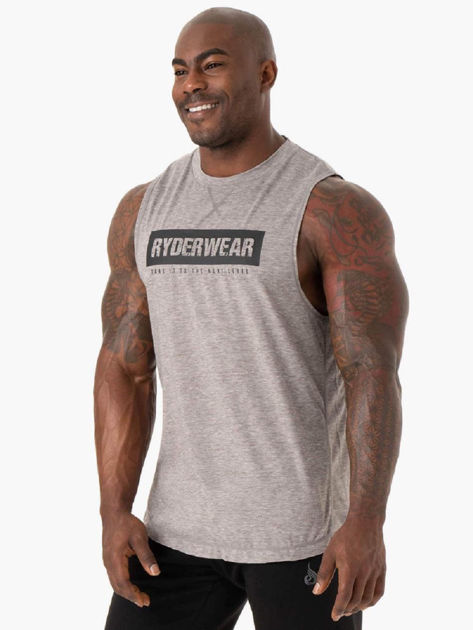 Grey Men's Ryderwear Iron Baller Tank Top | 86FV84591