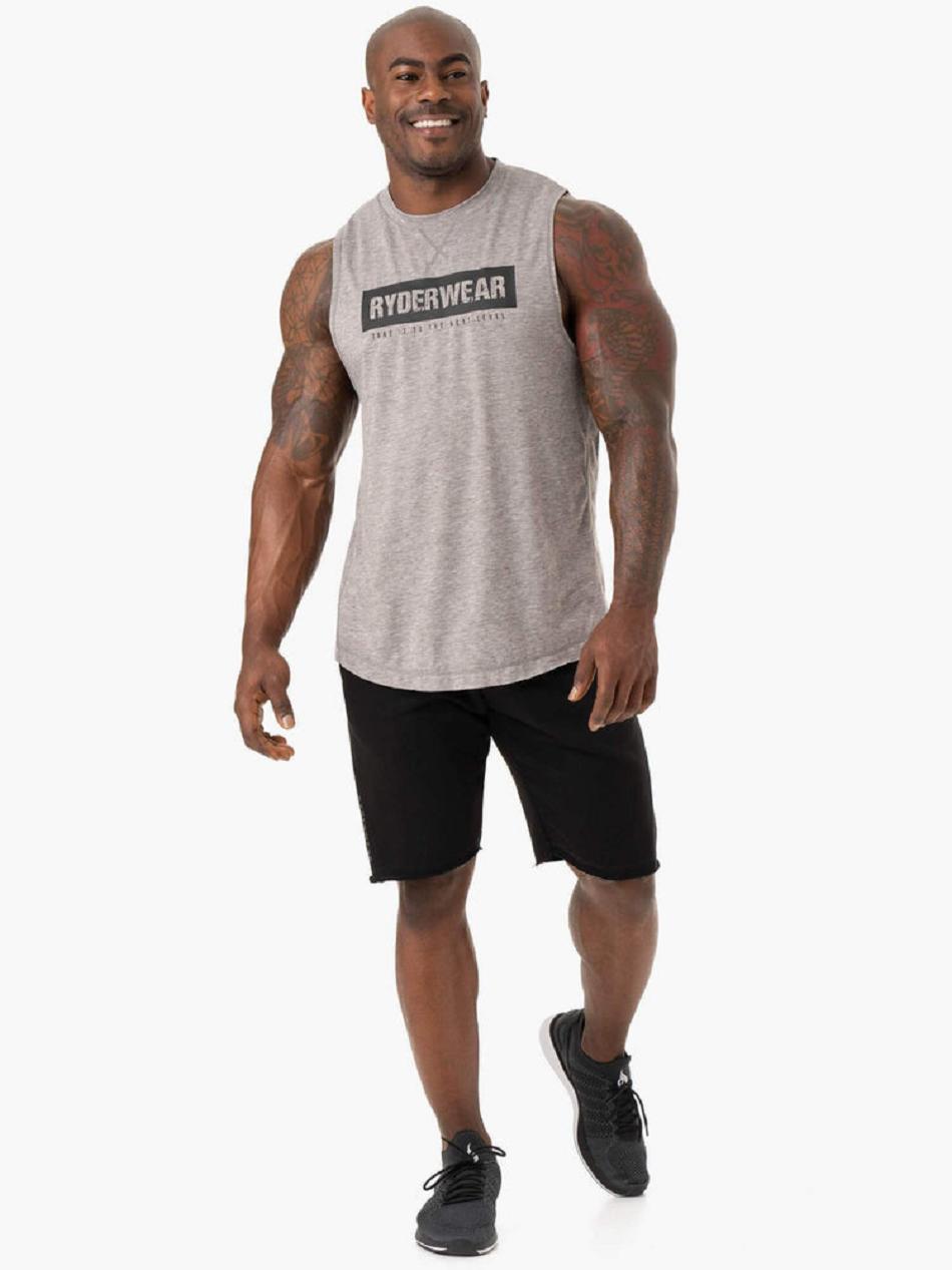 Grey Men's Ryderwear Iron Baller Tank Top | 86FV84591