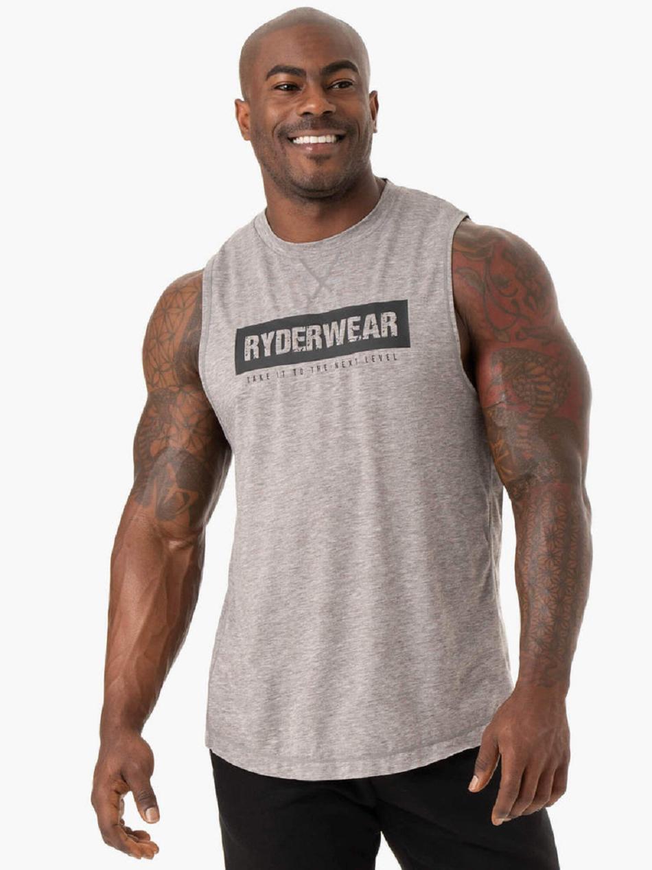 Grey Men\'s Ryderwear Iron Baller Tank Top | 86FV84591