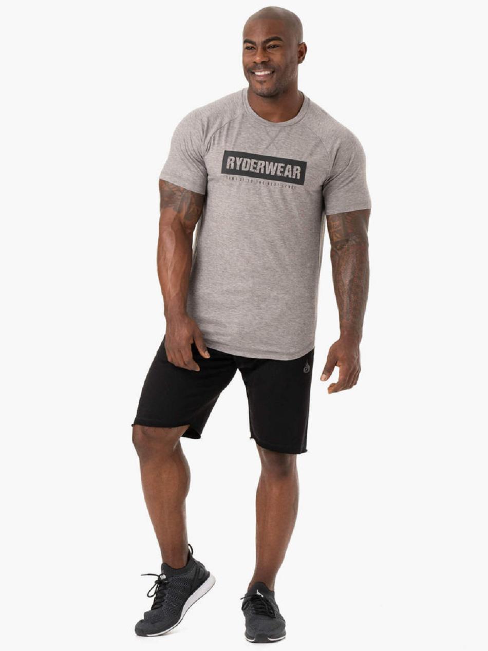 Grey Men's Ryderwear Iron T-Shirt Top | 89JF40137