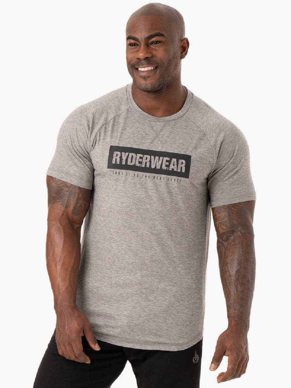 Grey Men\'s Ryderwear Iron T-Shirt Top | 89JF40137