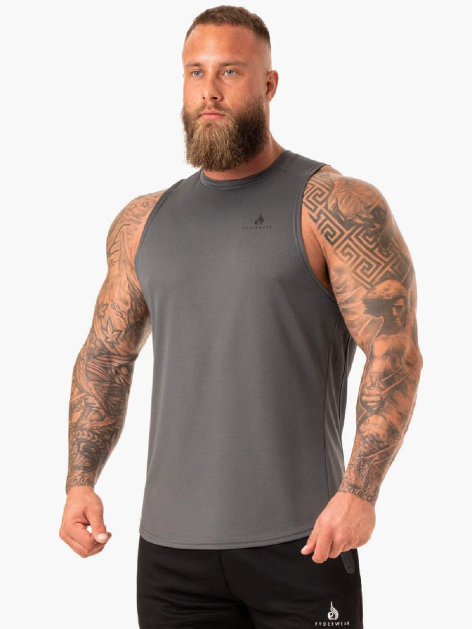 Grey Men\'s Ryderwear Lift Mesh Baller Tanks | 132Y46954