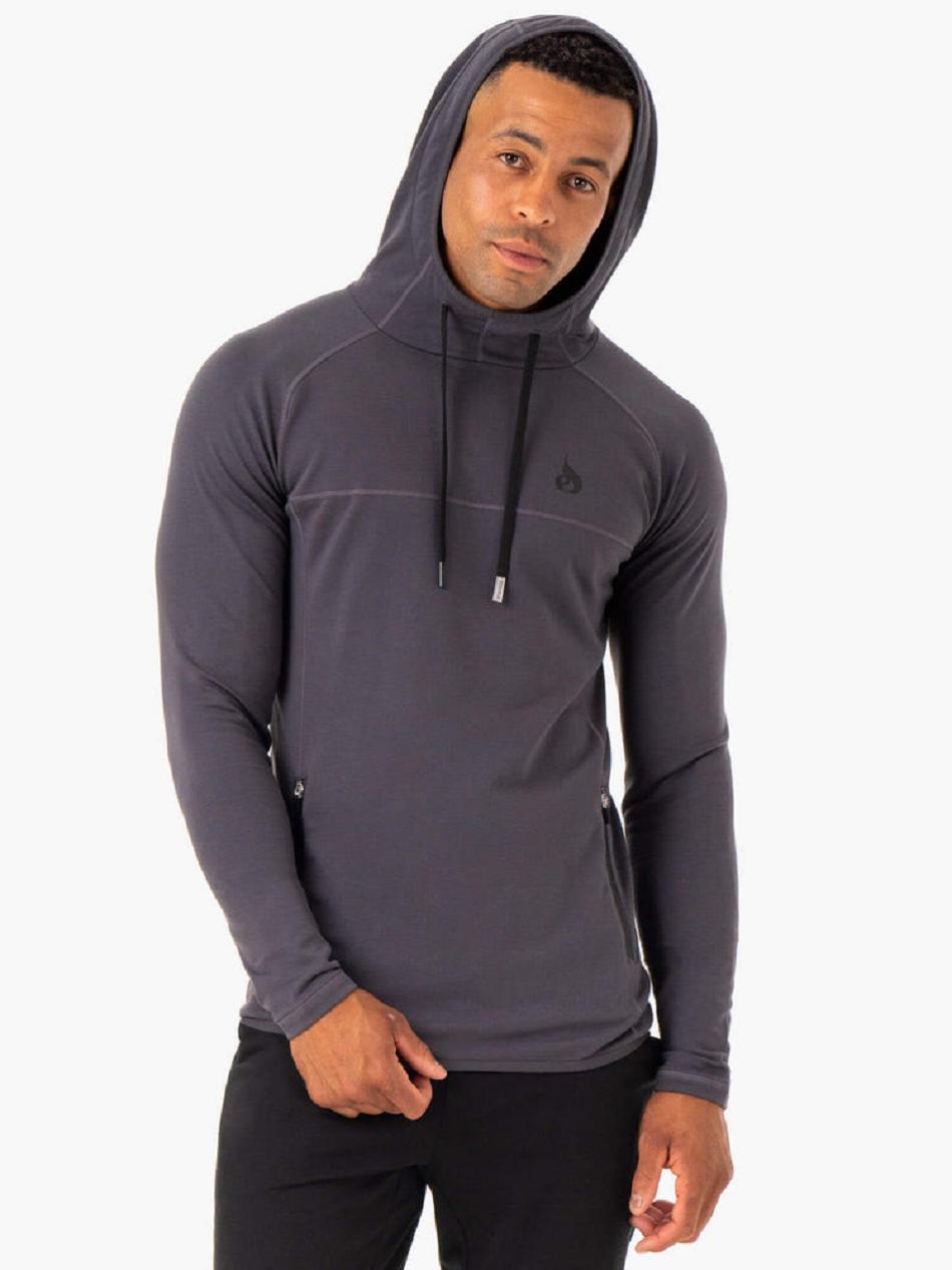 Grey Men's Ryderwear Optimal Pullover Hoodie | FR8825033