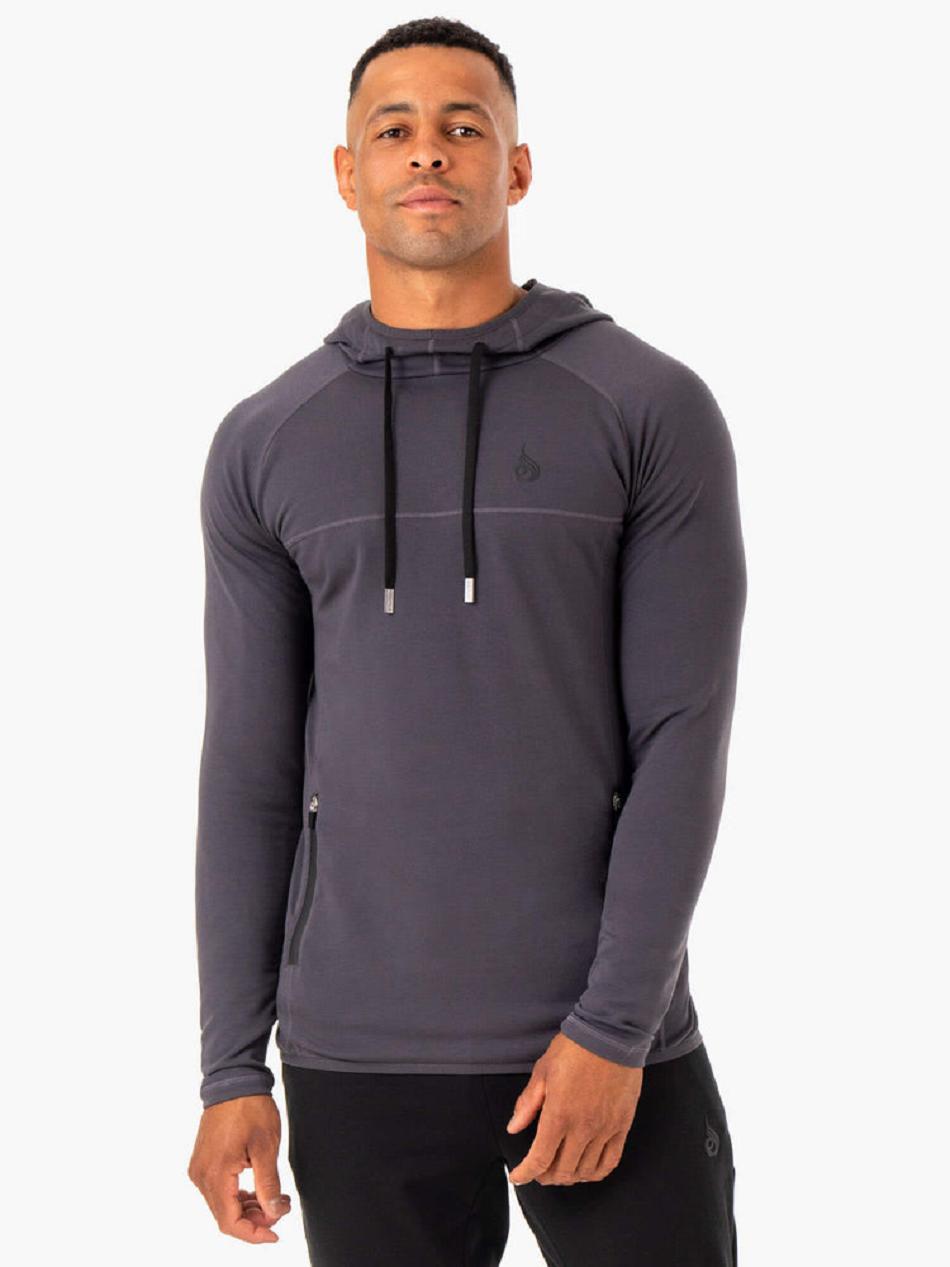 Grey Men's Ryderwear Optimal Pullover Hoodie | FR8825033