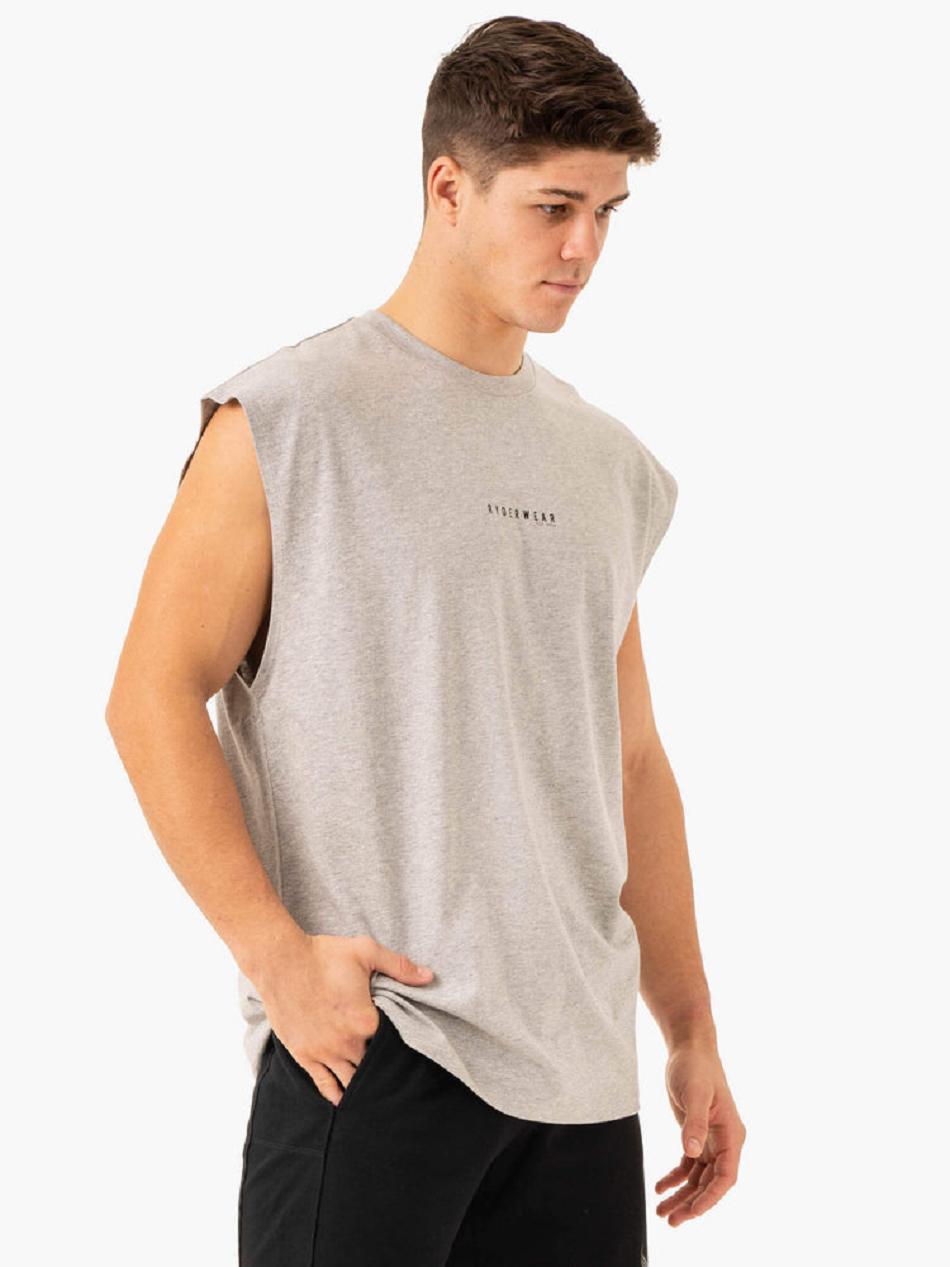 Grey Men's Ryderwear Pursuit Wide Cut Tank Top | 127S63395