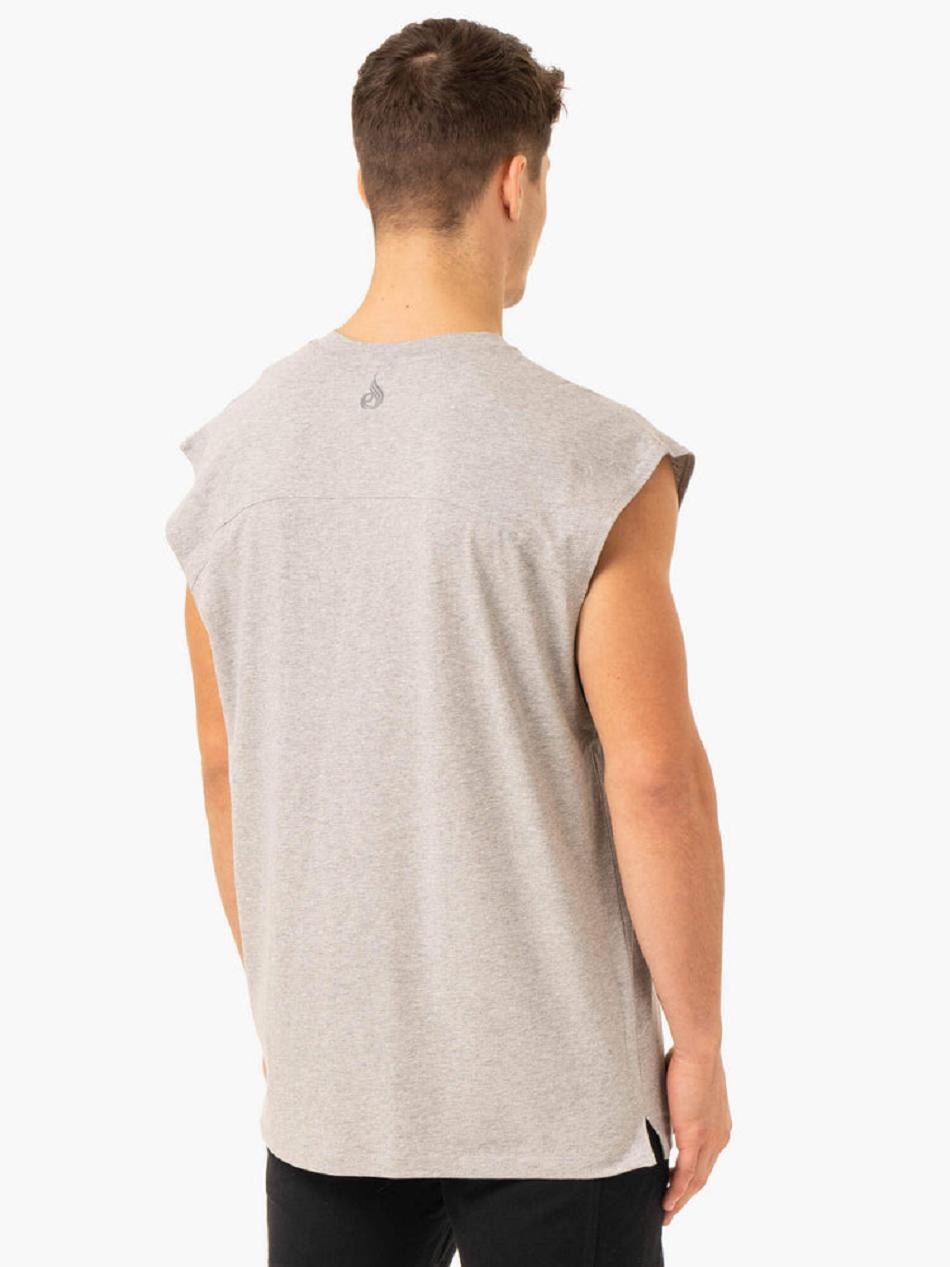 Grey Men's Ryderwear Pursuit Wide Cut Tank Top | 127S63395