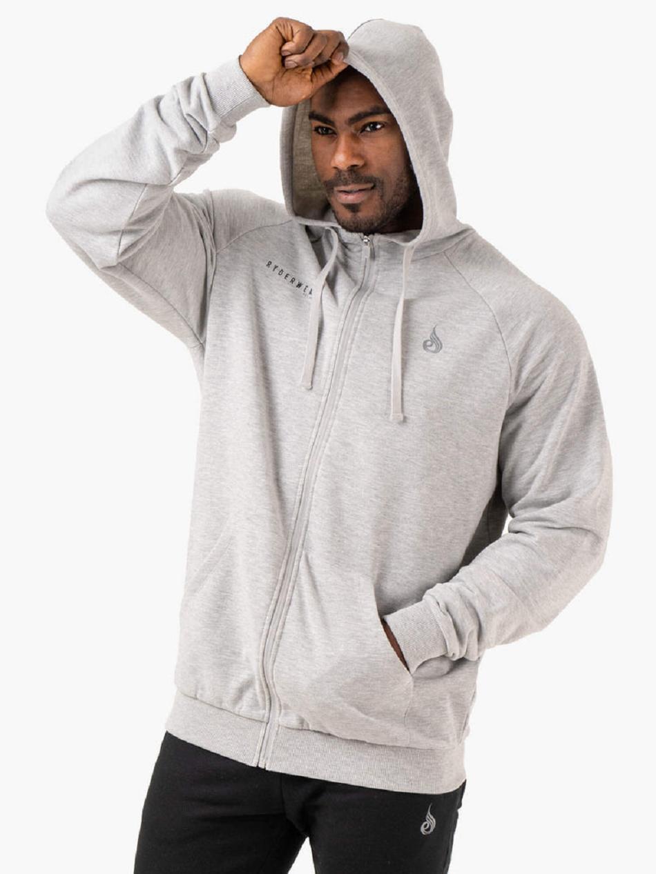 Grey Men's Ryderwear Pursuit Zip Up Hoodie | TNTY18003