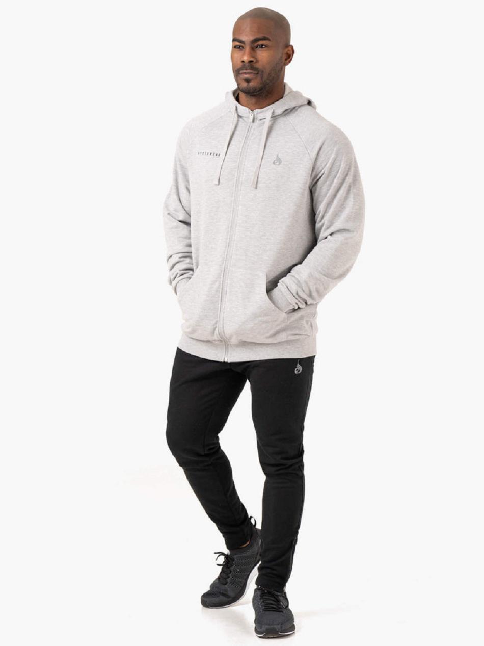 Grey Men's Ryderwear Pursuit Zip Up Hoodie | TNTY18003