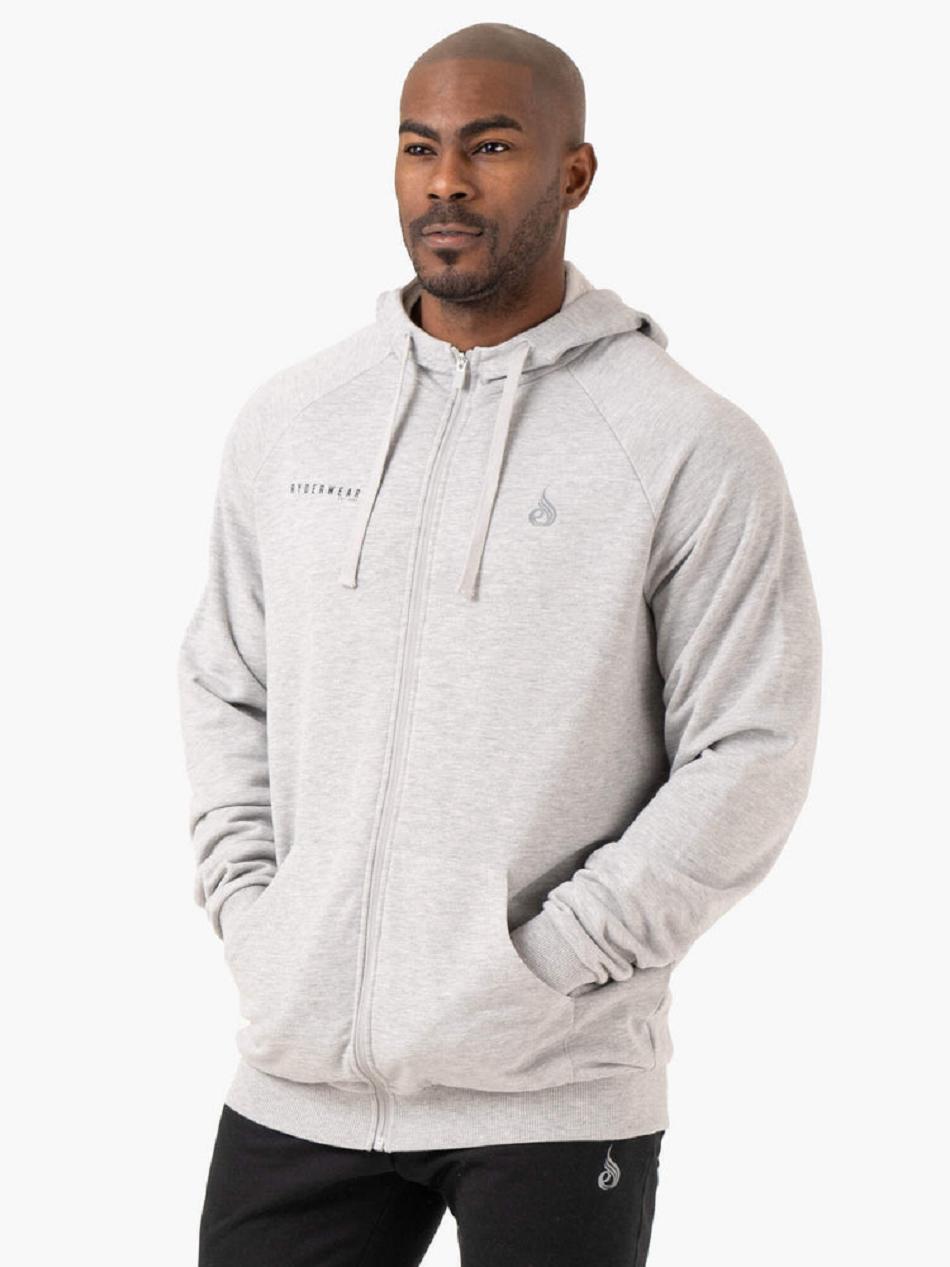 Grey Men\'s Ryderwear Pursuit Zip Up Hoodie | TNTY18003