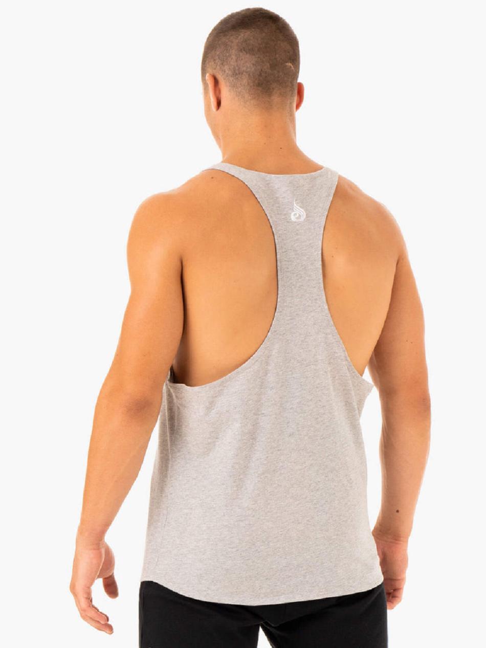 Grey Men's Ryderwear Recharge Stringer T-Back Tanks | 80FE87995