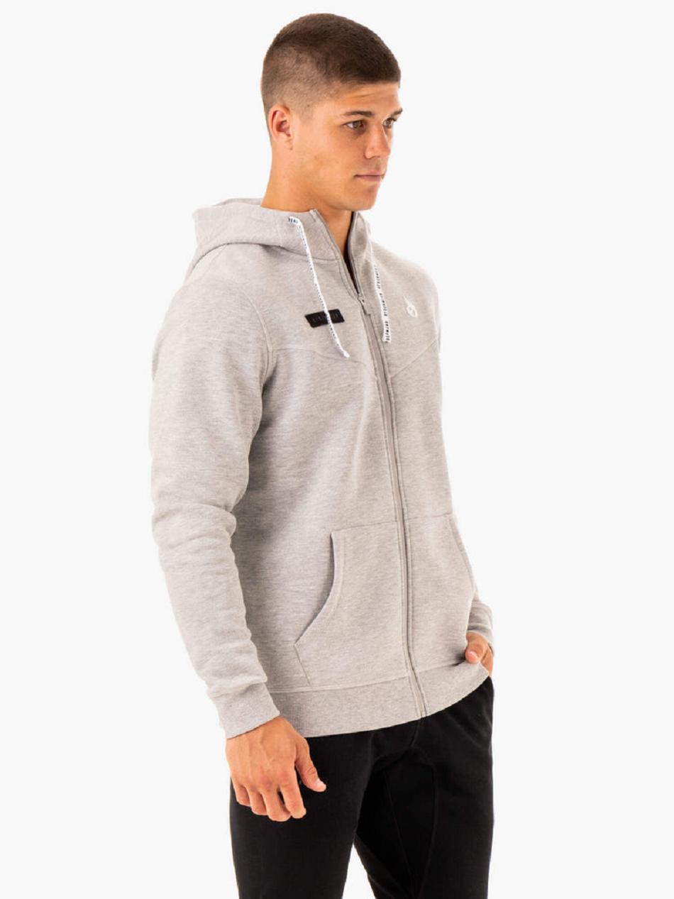 Grey Men's Ryderwear Recharge Zip Up Hoodie | 184F88167