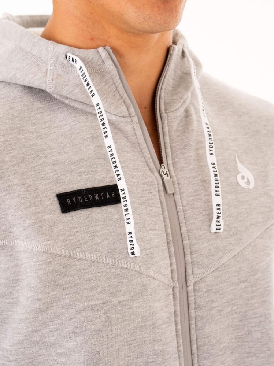 Grey Men's Ryderwear Recharge Zip Up Hoodie | 184F88167