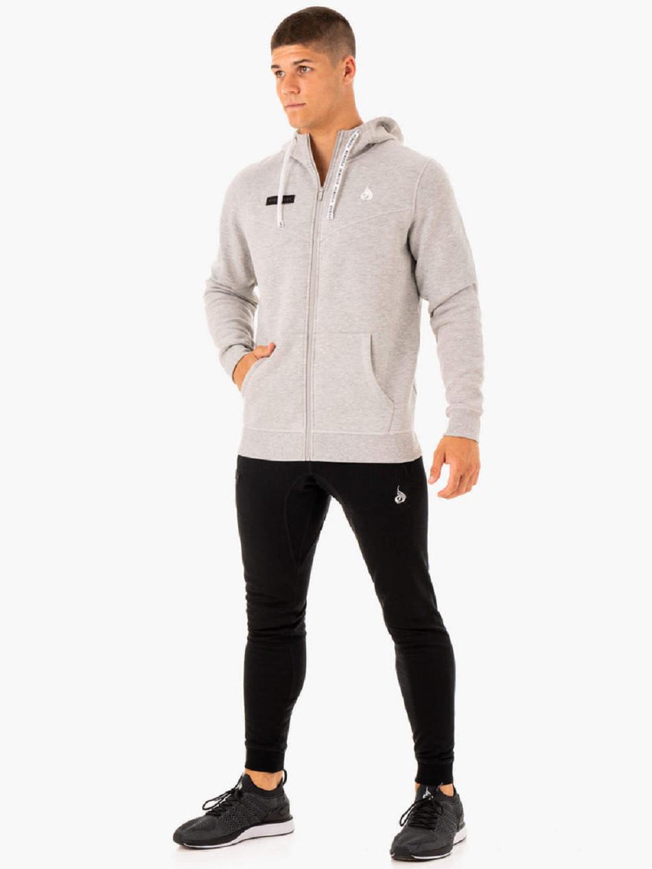 Grey Men's Ryderwear Recharge Zip Up Hoodie | 184F88167