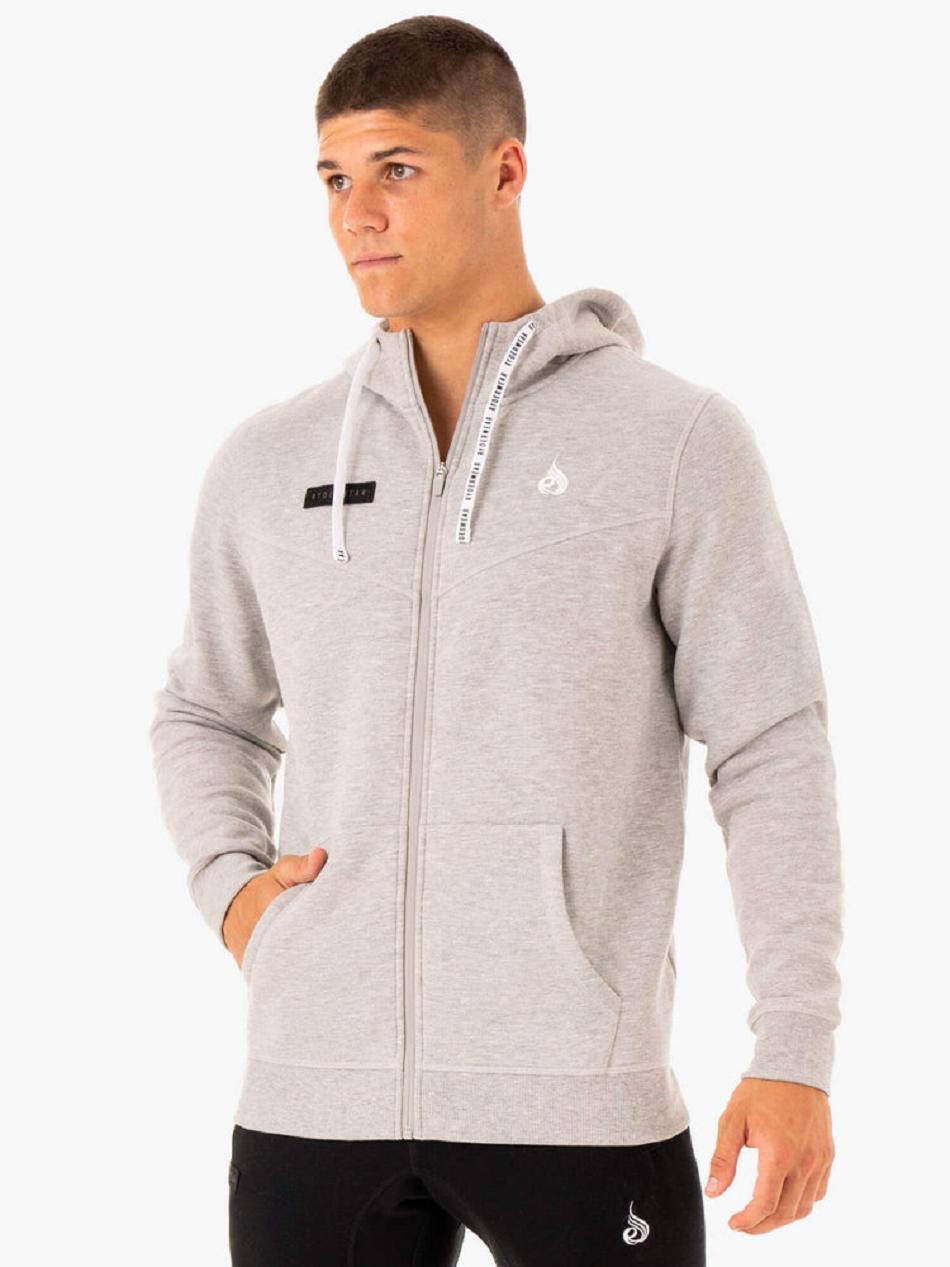 Grey Men\'s Ryderwear Recharge Zip Up Hoodie | 184F88167