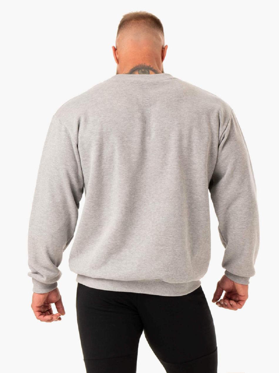 Grey Men's Ryderwear Reset Fleece Crew Neck Sweaters | 163G91868