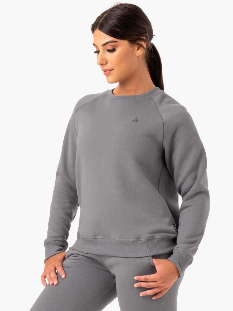 Grey Women's Ryderwear Adapt Boyfriend Sweater Top | 122IV79401