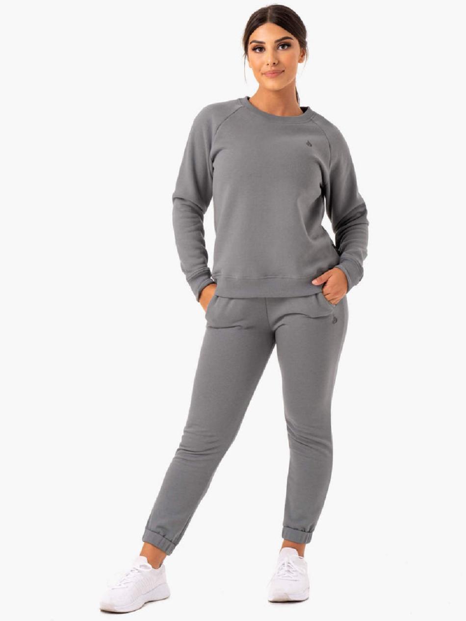 Grey Women's Ryderwear Adapt Boyfriend Sweater Top | 122IV79401