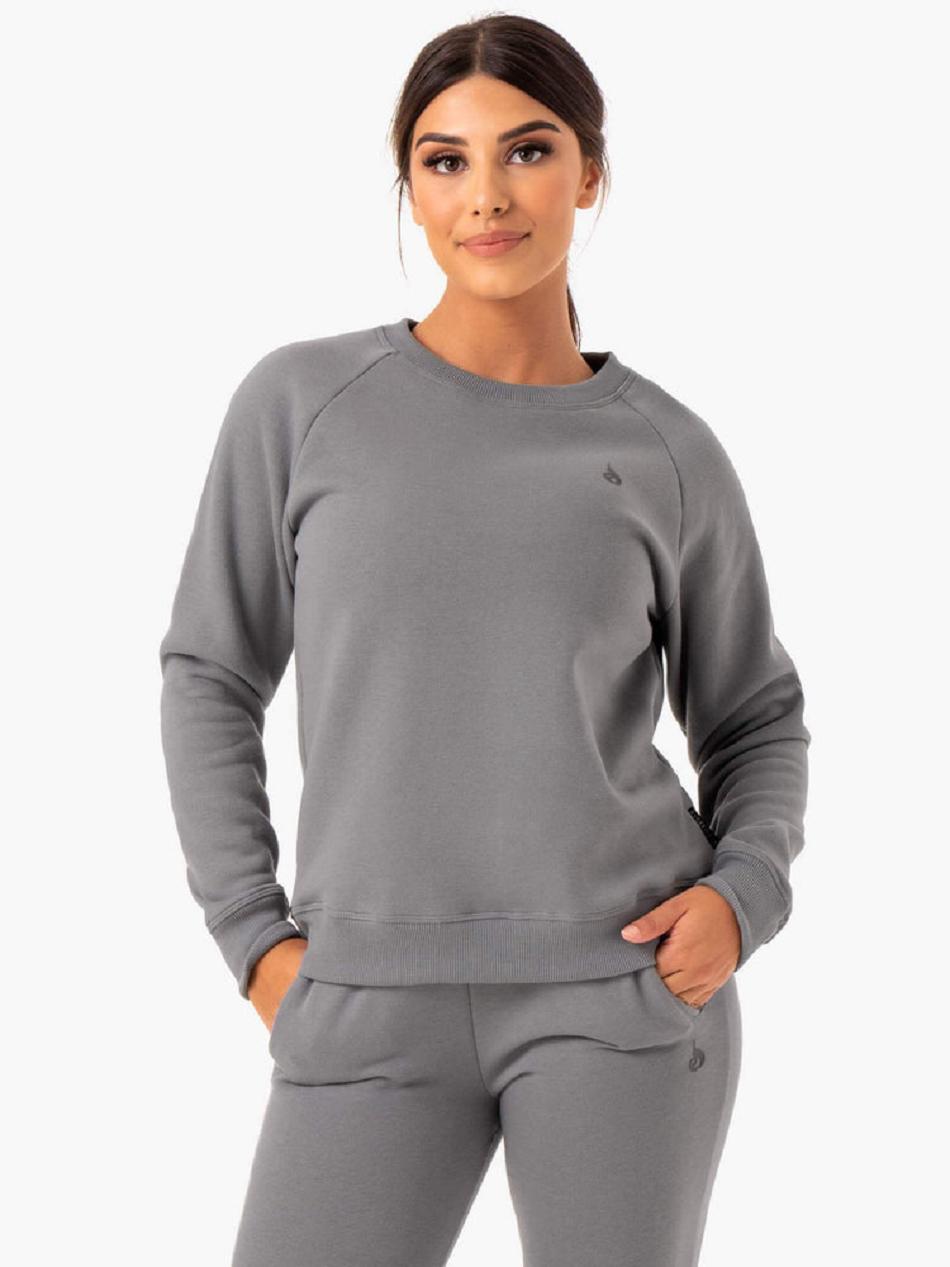 Grey Women\'s Ryderwear Adapt Boyfriend Sweater Top | 122IV79401