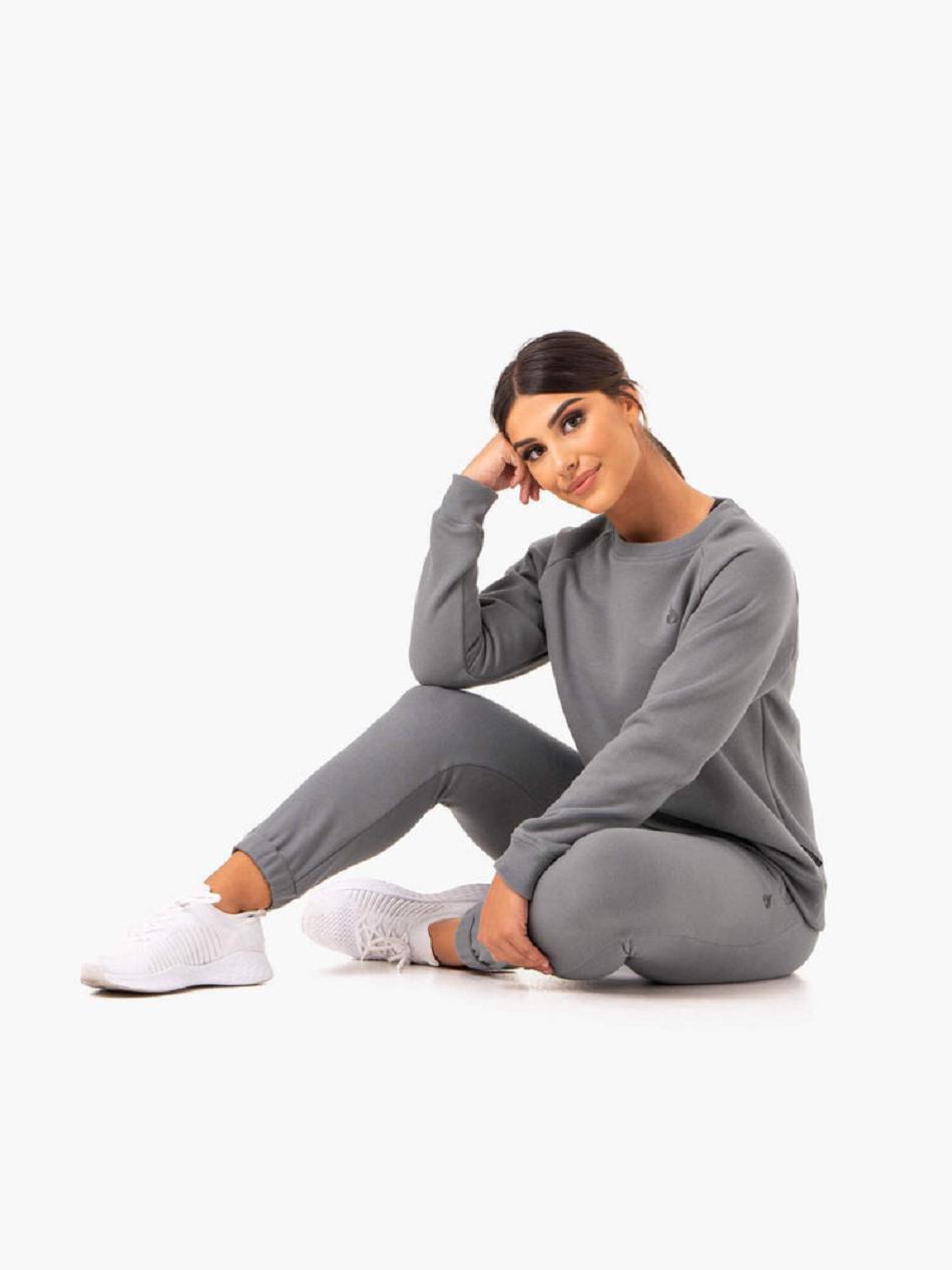 Grey Women's Ryderwear Adapt Boyfriend Sweater Trackset | 67U7374992