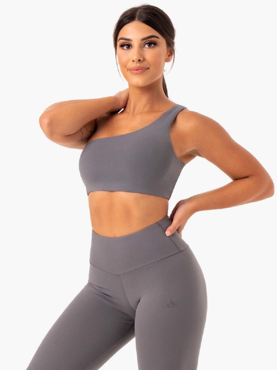 Grey Women's Ryderwear Adapt One Shoulder Sports Bras | GB5230043