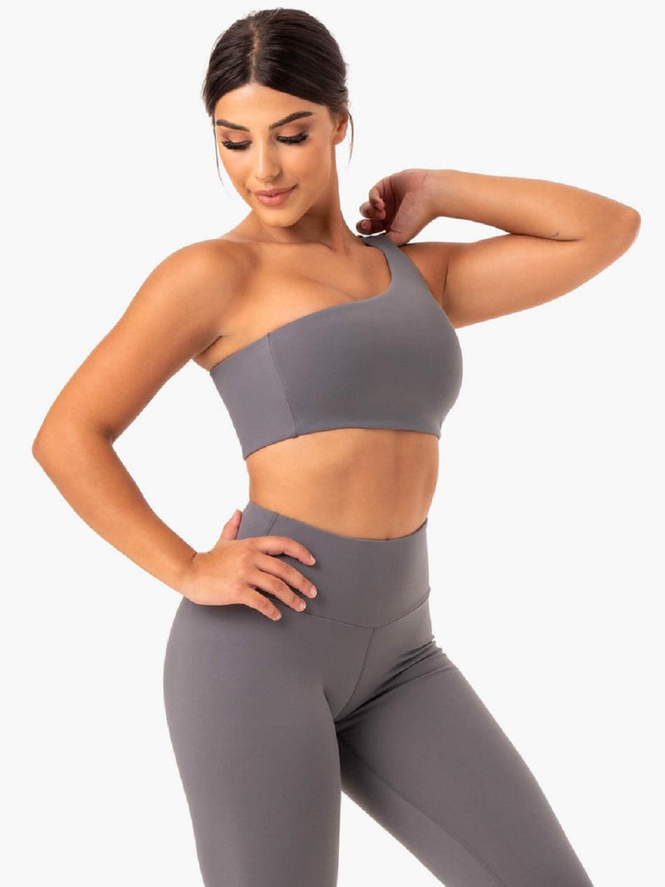 Grey Women's Ryderwear Adapt One Shoulder Sports Bras | GB5230043