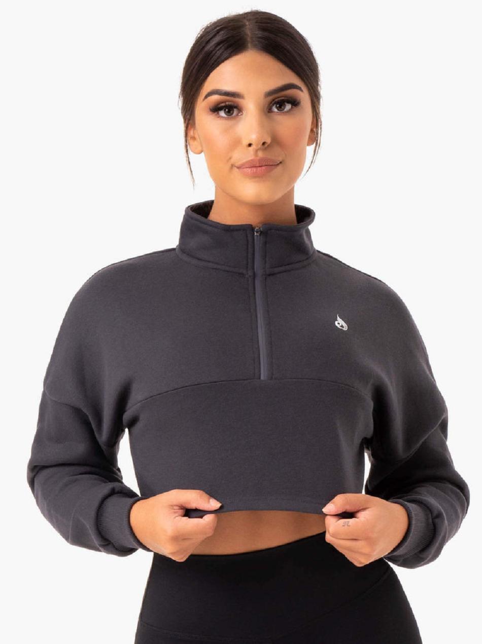 Grey Women's Ryderwear Base Half Zip Jumper Top | DS5877866