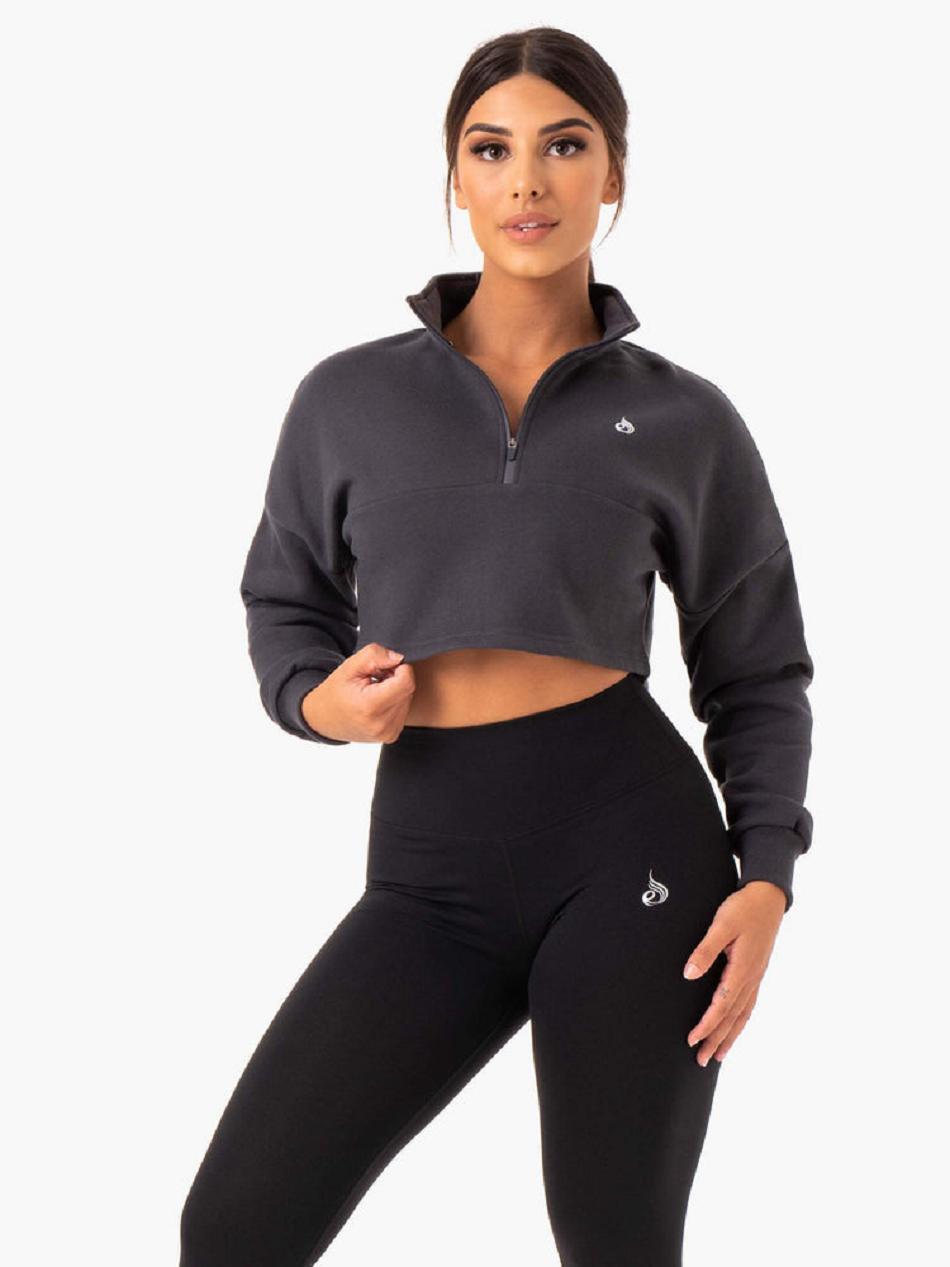 Grey Women's Ryderwear Base Half Zip Jumper Top | DS5877866