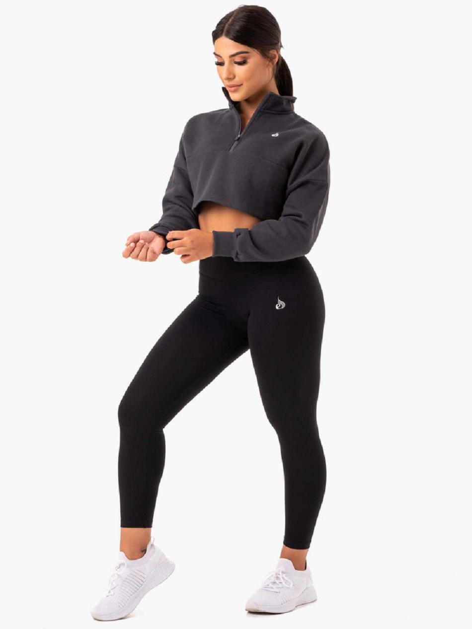 Grey Women's Ryderwear Base Half Zip Jumper Top | DS5877866