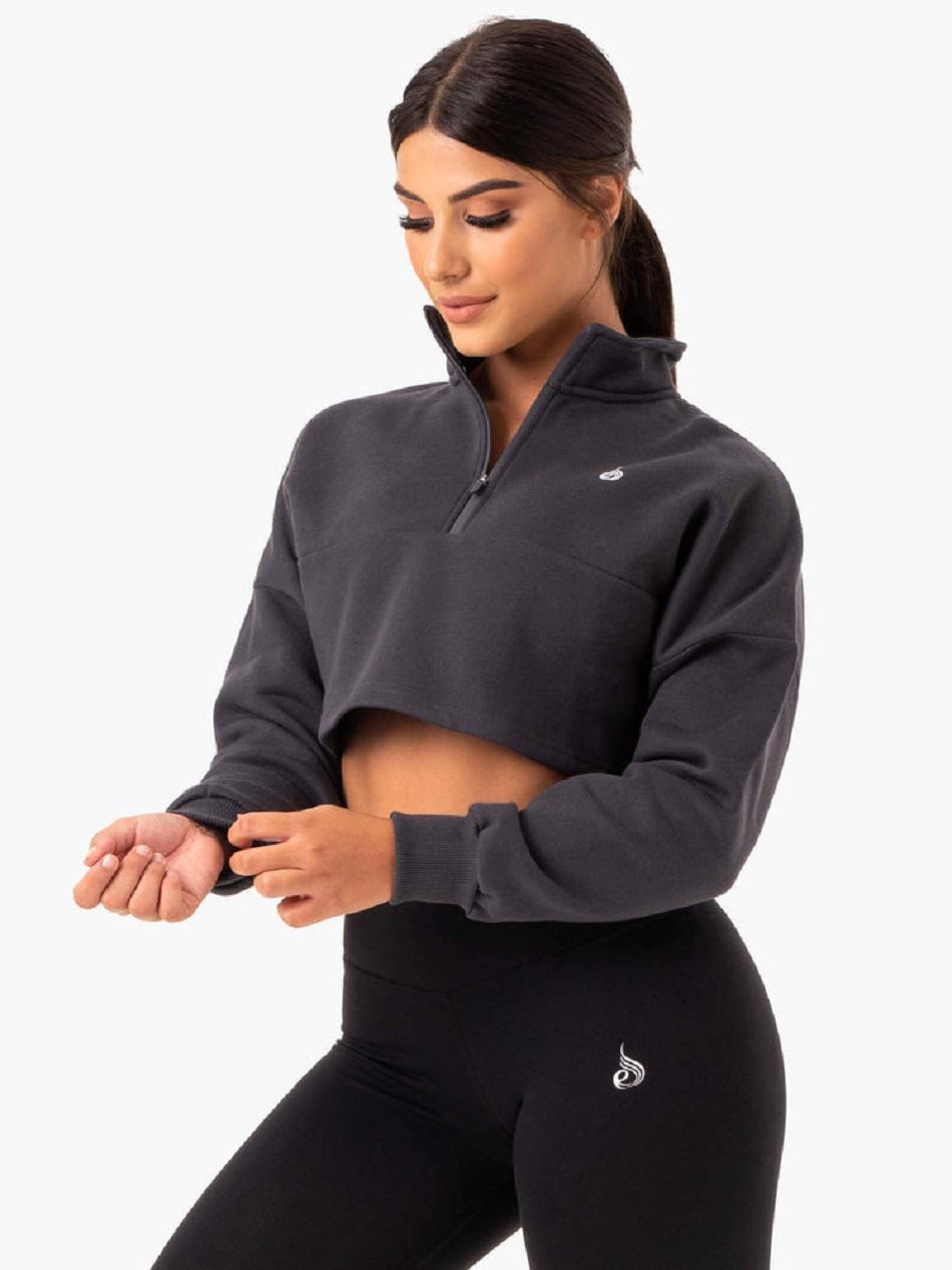 Grey Women\'s Ryderwear Base Half Zip Jumper Top | DS5877866