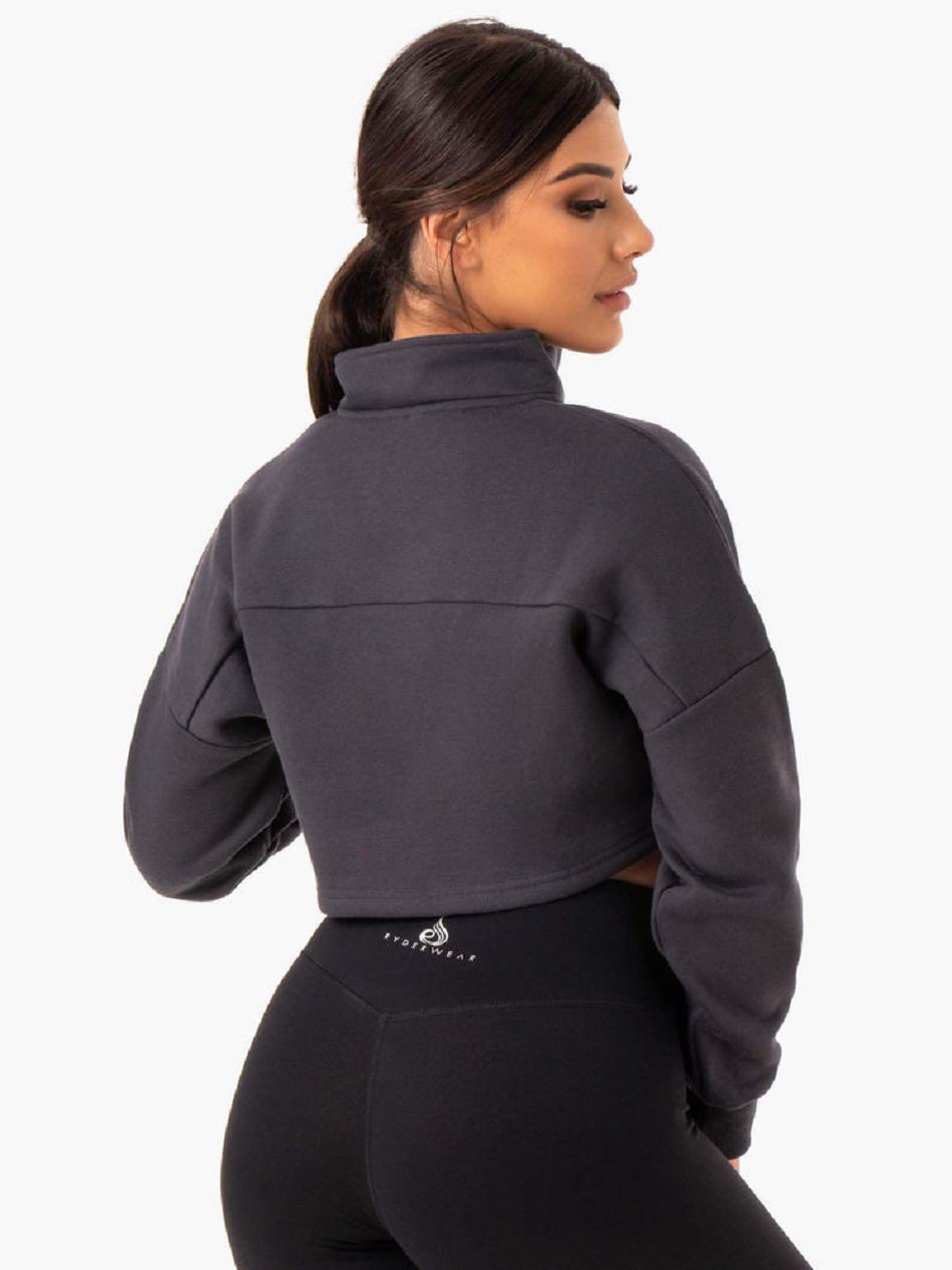 Grey Women's Ryderwear Base Half Zip Jumper Jackets | V8F77690