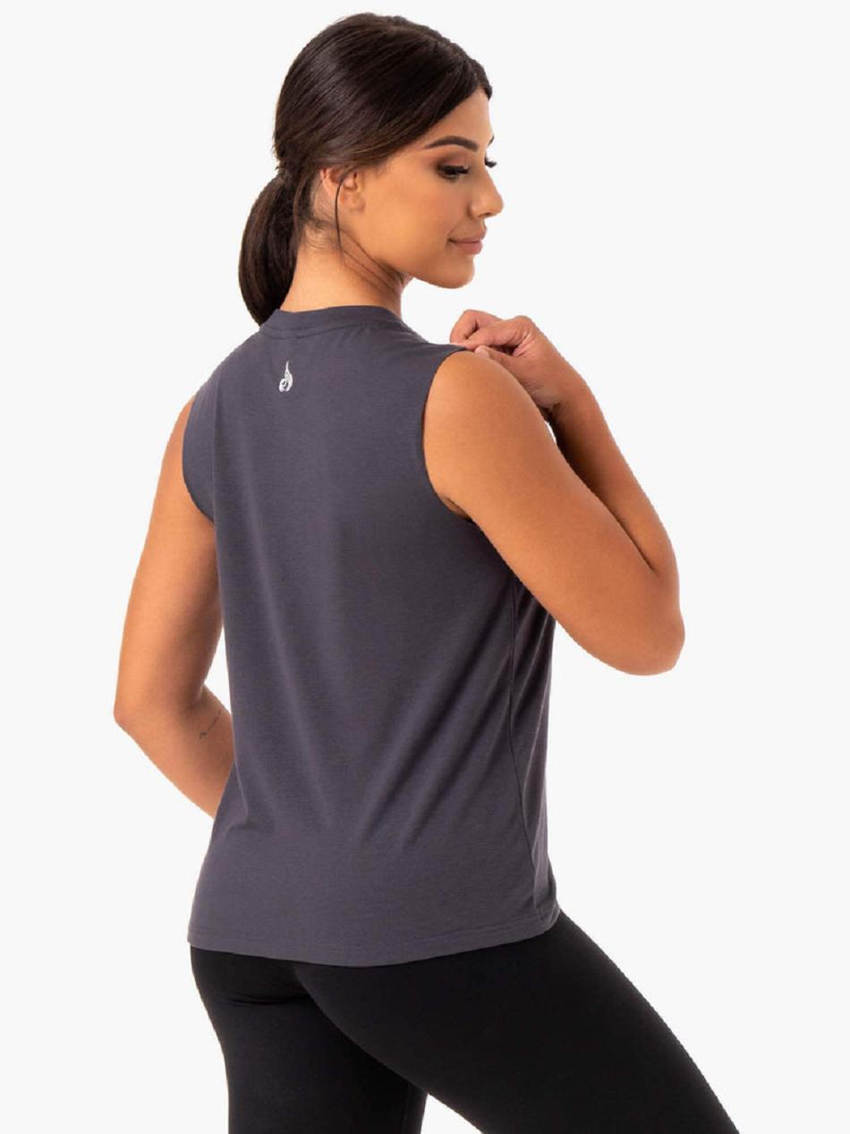 Grey Women's Ryderwear Base Regular Cut Tanks | 5G6695072