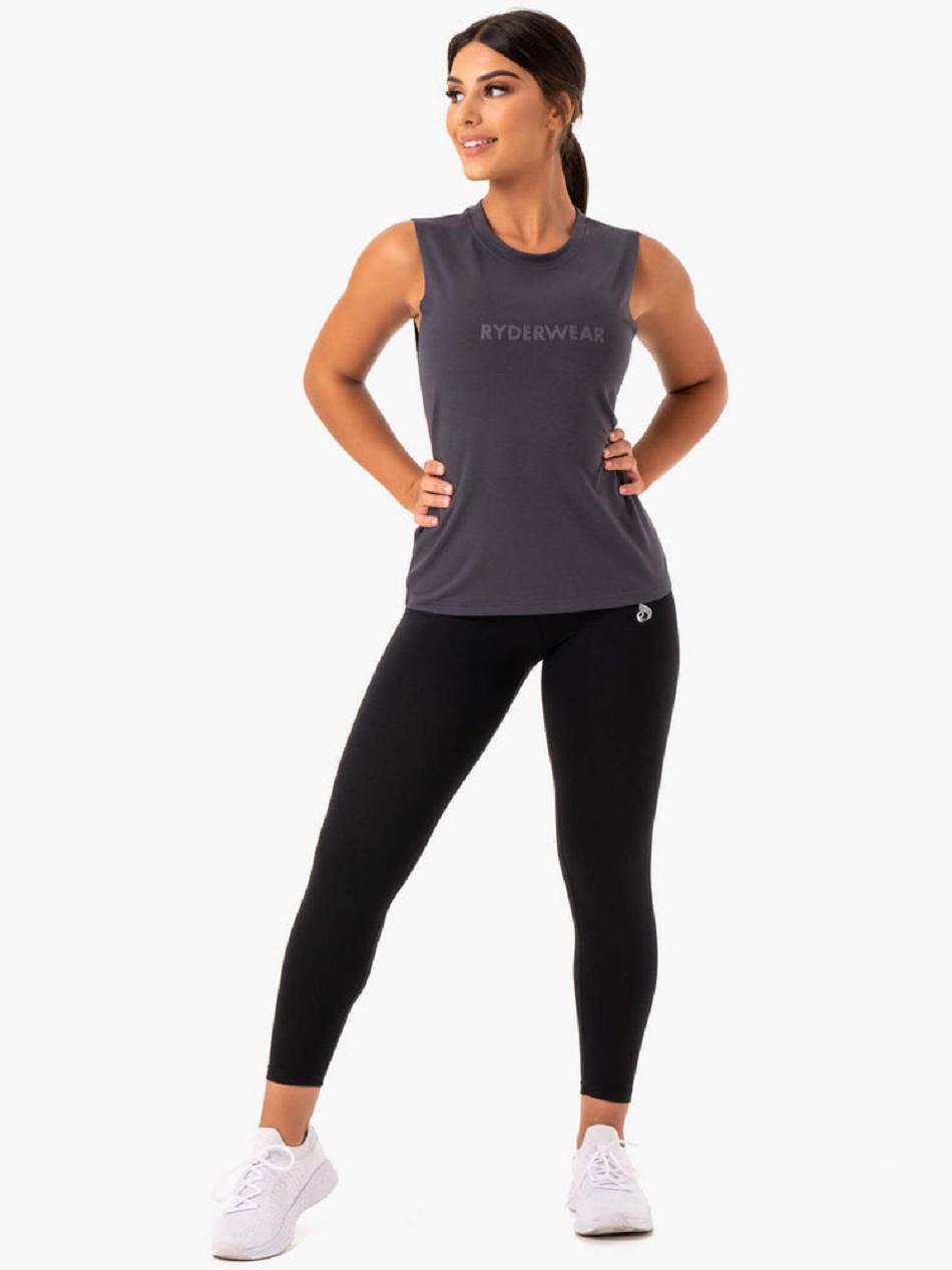 Grey Women's Ryderwear Base Regular Cut Tanks | 5G6695072