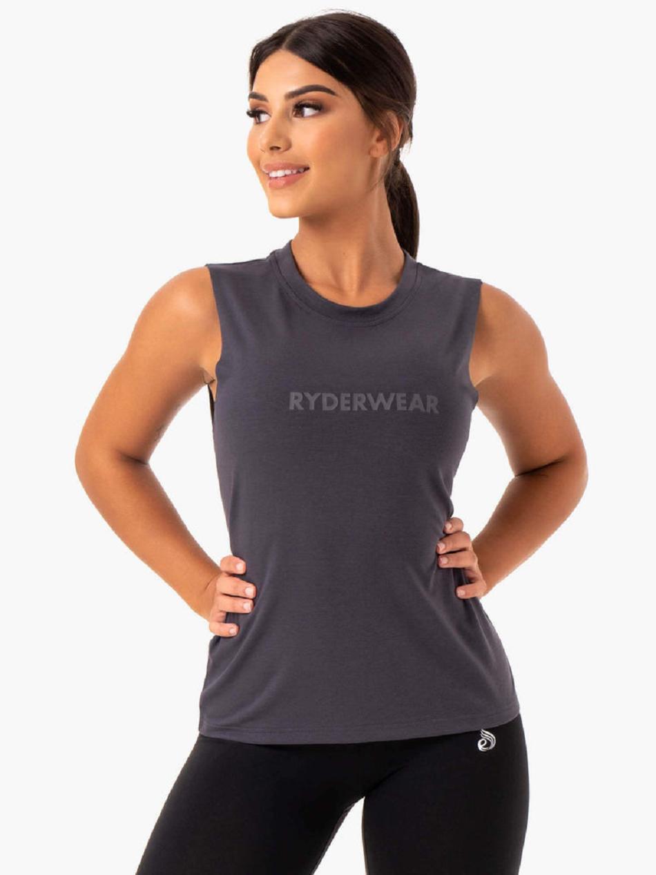 Grey Women\'s Ryderwear Base Regular Cut Tanks | 5G6695072