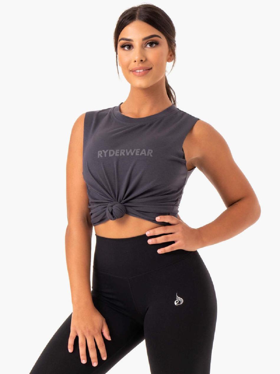 Grey Women's Ryderwear Base Regular Cut Tank Top | HR5914721