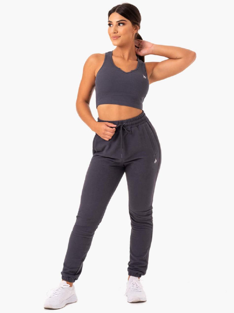 Grey Women's Ryderwear Base V Split Tanks | DF7125190