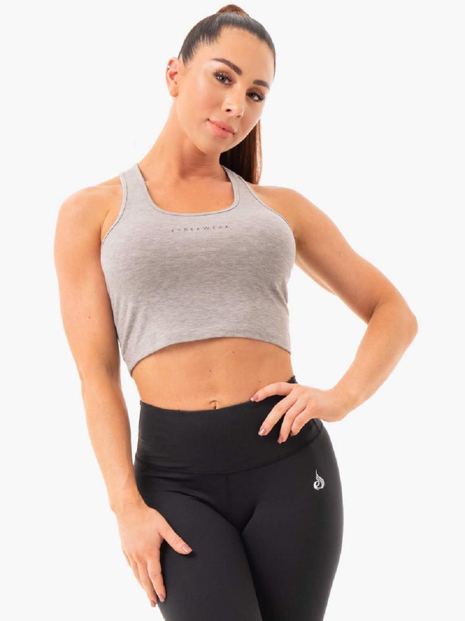 Grey Women\'s Ryderwear Cropped Racer Tanks | FR6617214