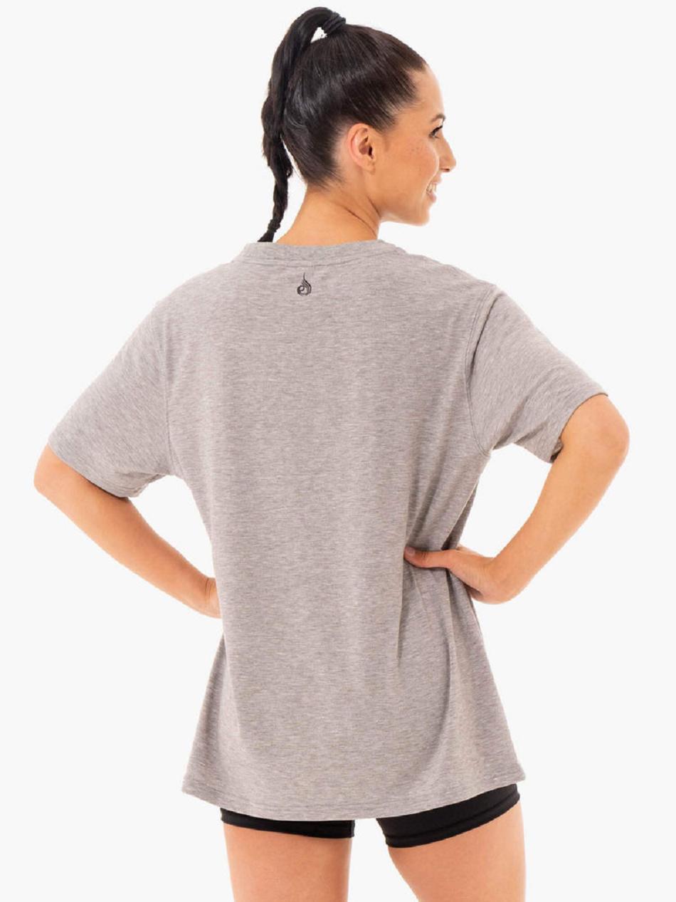 Grey Women's Ryderwear Define Long Line T-shirt | DF6770266