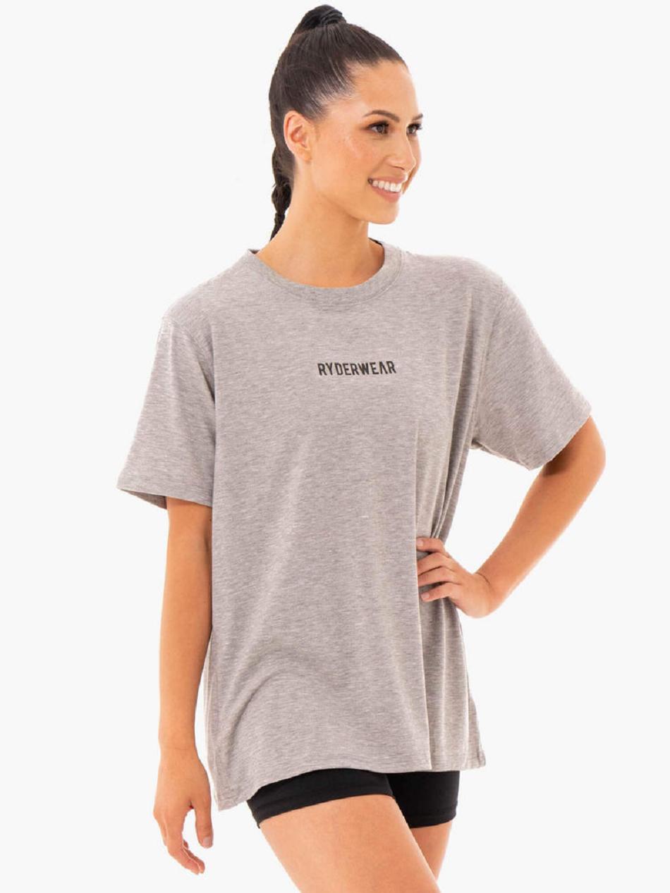 Grey Women's Ryderwear Define Long Line T-shirt | DF6770266