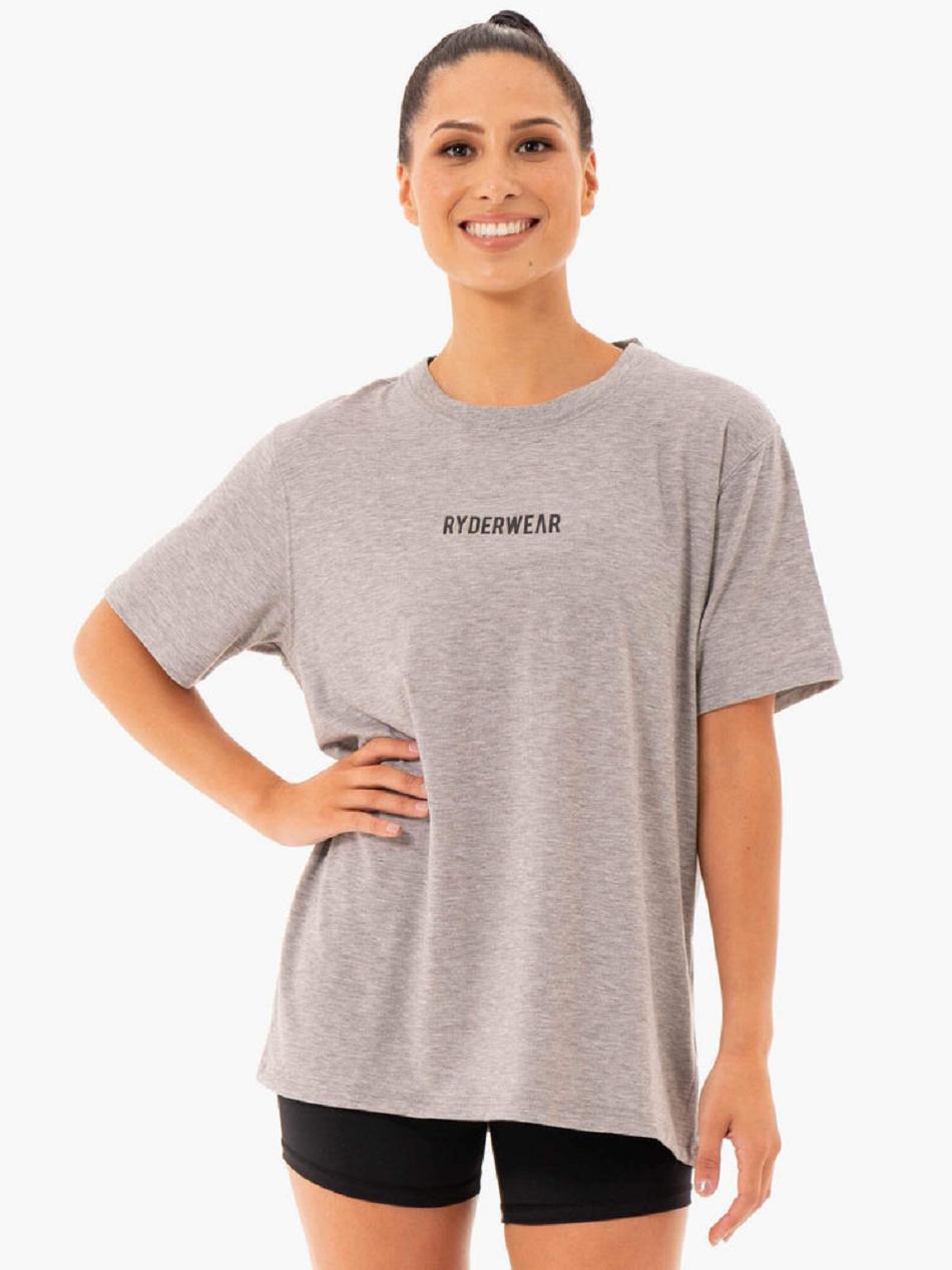 Grey Women's Ryderwear Define Long Line T-shirt | DF6770266