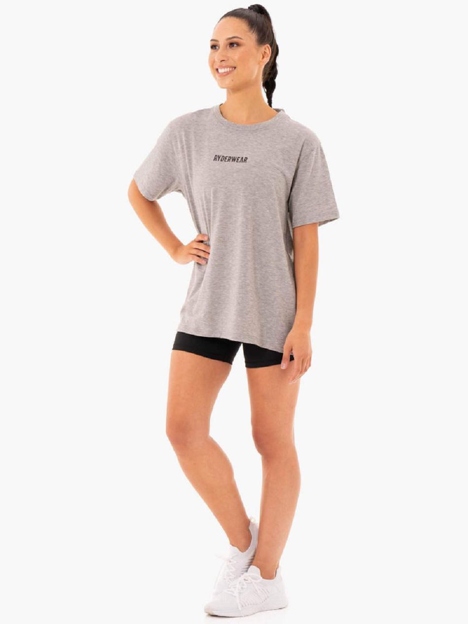 Grey Women's Ryderwear Define Long Line T-shirt | DF6770266