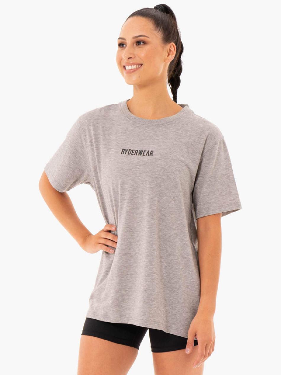 Grey Women\'s Ryderwear Define Long Line T-Shirt Top | GB5870332