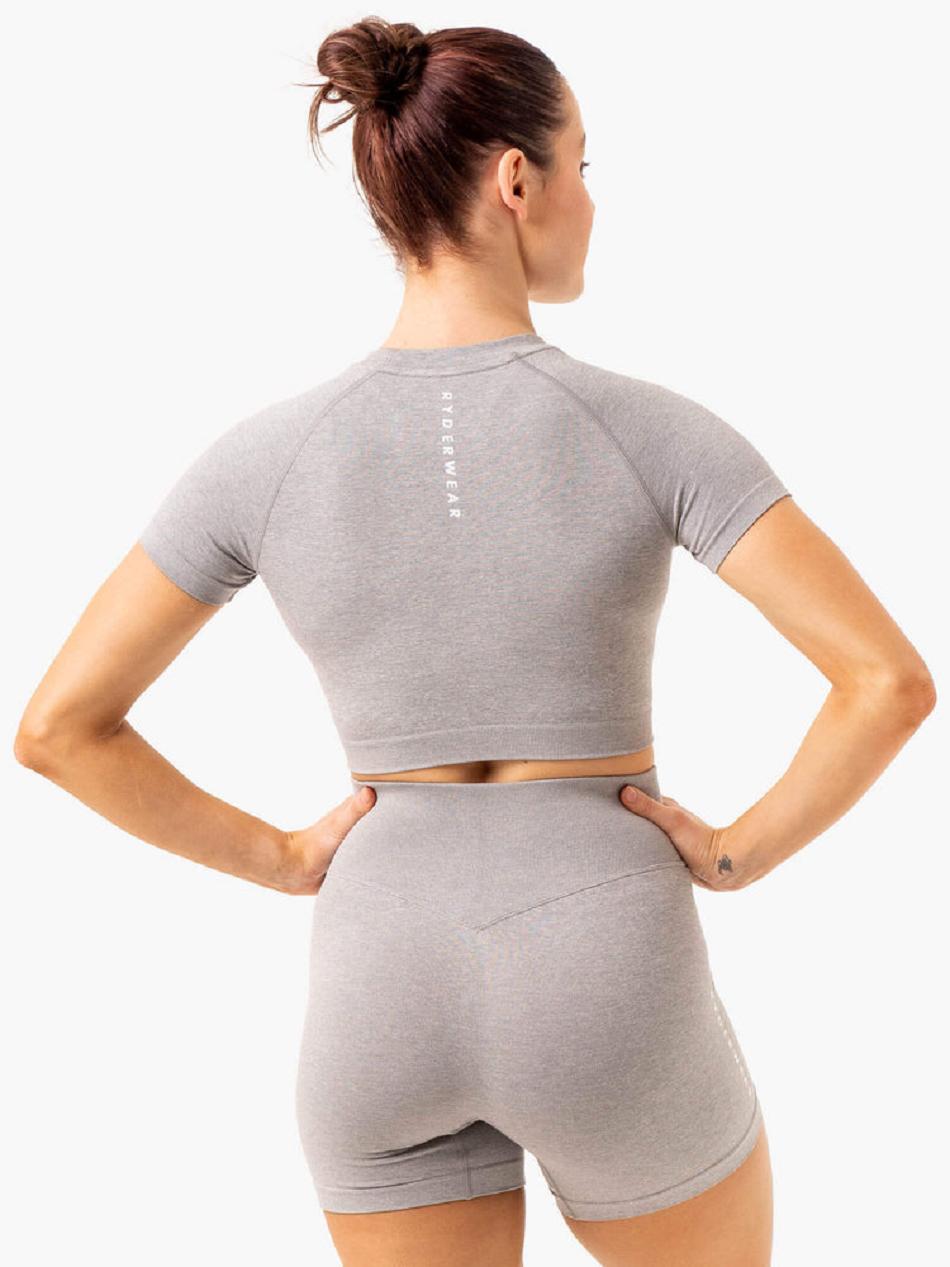 Grey Women's Ryderwear Essential Seamless T-shirt | 633Y32775