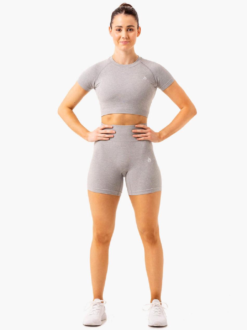 Grey Women's Ryderwear Essential Seamless T-shirt | 633Y32775