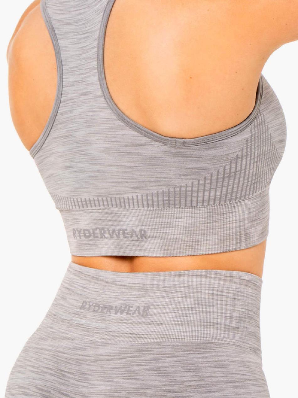 Grey Women's Ryderwear Evolve Longline Sports Bra Seamless | 48NG83365