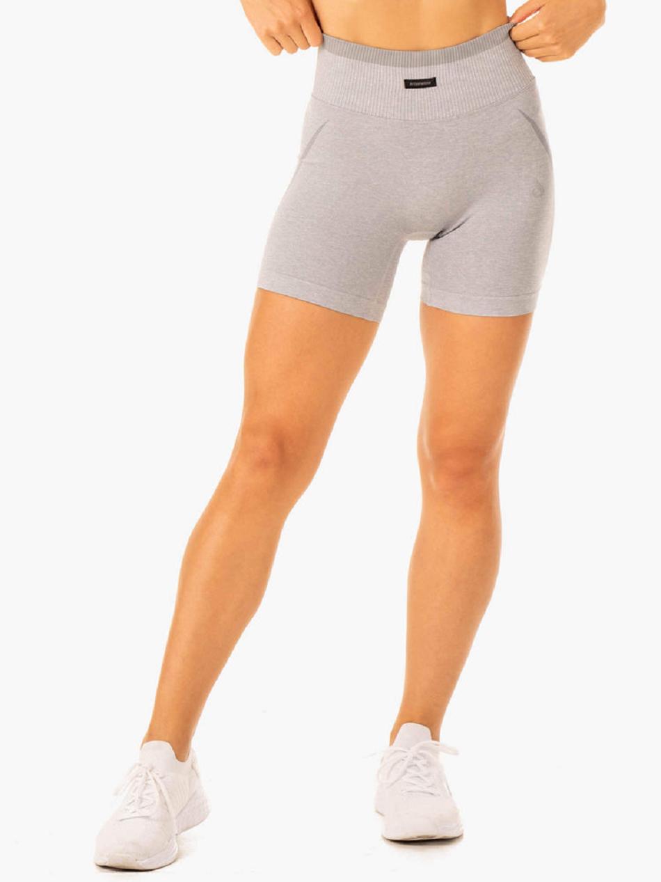 Grey Women's Ryderwear Excel High Waisted Shorts Seamless | 108IV38253