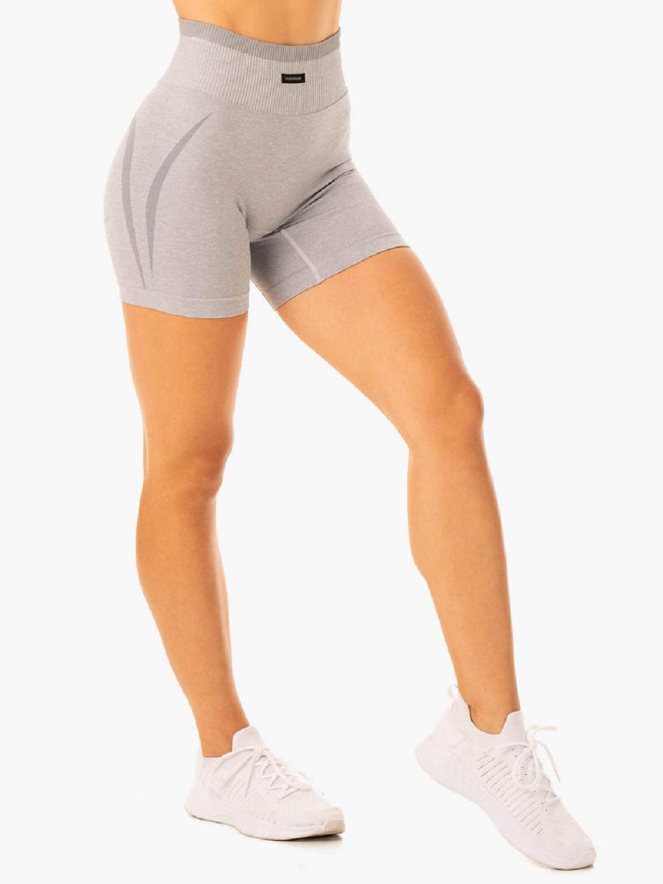 Grey Women's Ryderwear Excel High Waisted Shorts Seamless | 108IV38253