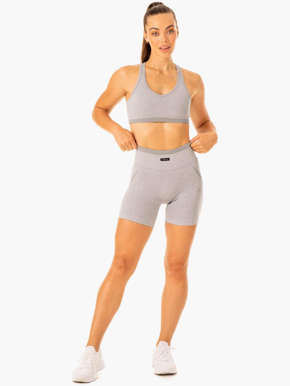 Grey Women's Ryderwear Excel High Waisted Shorts Seamless | 108IV38253