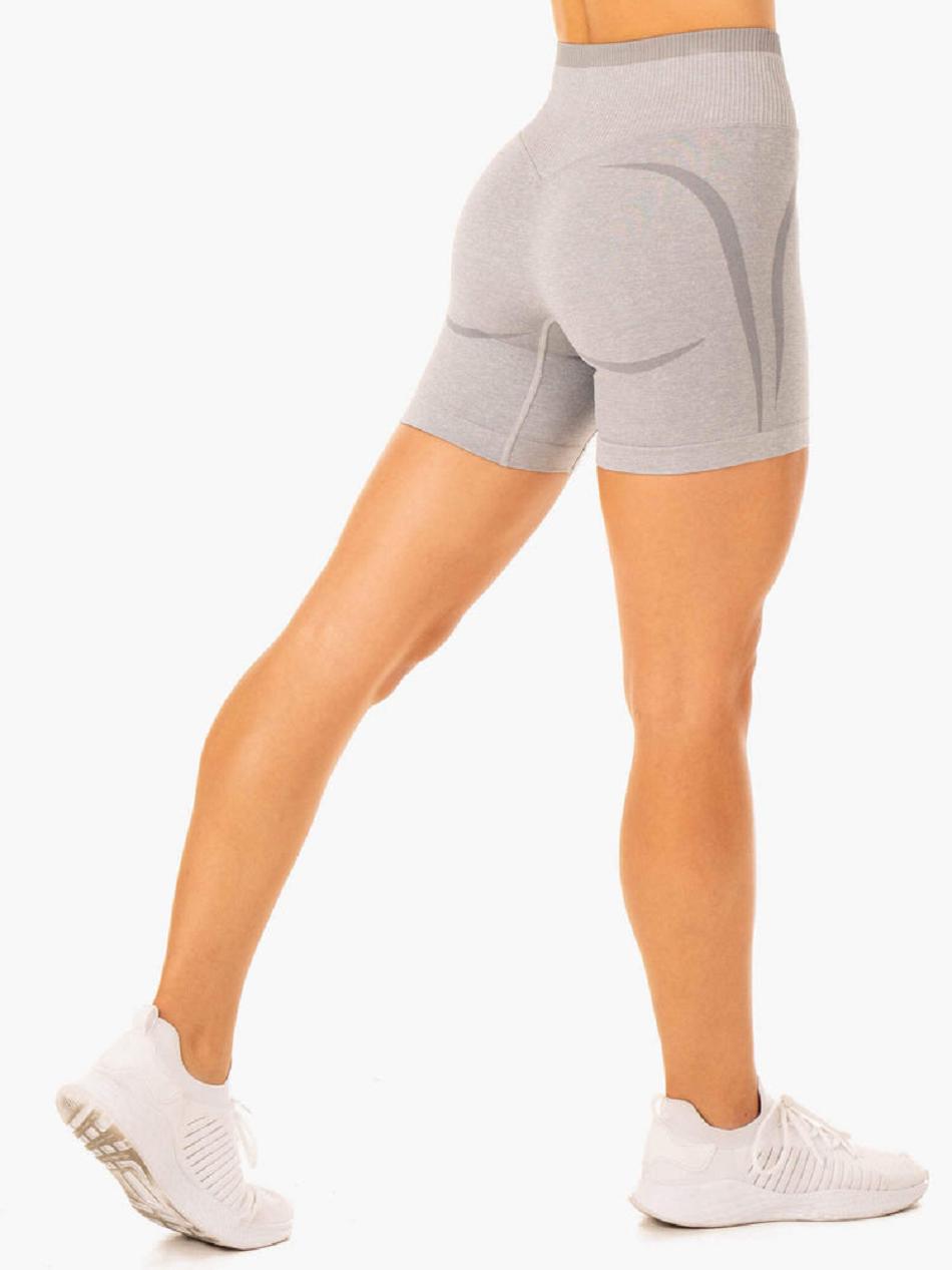 Grey Women\'s Ryderwear Excel High Waisted Shorts Seamless | 108IV38253